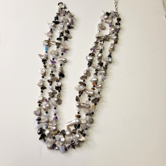 Multistrand Pearl Nugget Necklace Multistrand Pearl Necklace - Picture 6 of 14